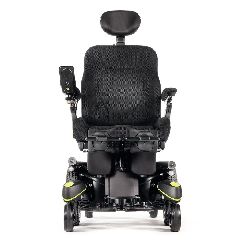The Q700-UP M Ergo is a top-of-the-line power wheelchair that offers excellent maneuverability in tight compact spaces.