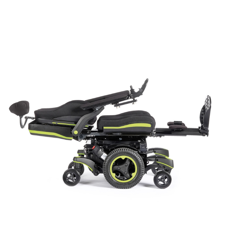 The Q700-UP M Ergo is a top-of-the-line power wheelchair that offers excellent maneuverability in tight compact spaces.