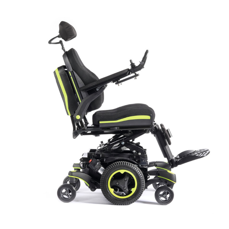 The Q700-UP M Ergo is a top-of-the-line power wheelchair that offers excellent maneuverability in tight compact spaces.