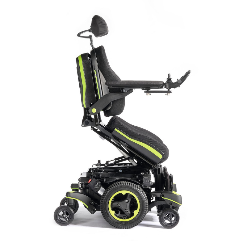 The Q700-UP M Ergo is a top-of-the-line power wheelchair that offers excellent maneuverability in tight compact spaces.