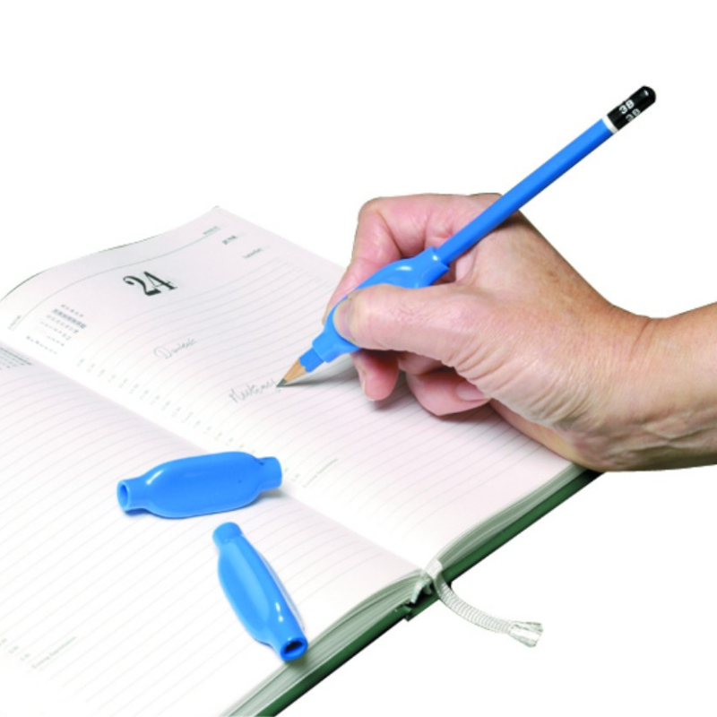 Helps reduce fatigue caused by writing pressure. Writing Grips are soft, plastic, and bulb shaped grips that slip onto any standard size pen or pencil. Convenient roll-proof design.